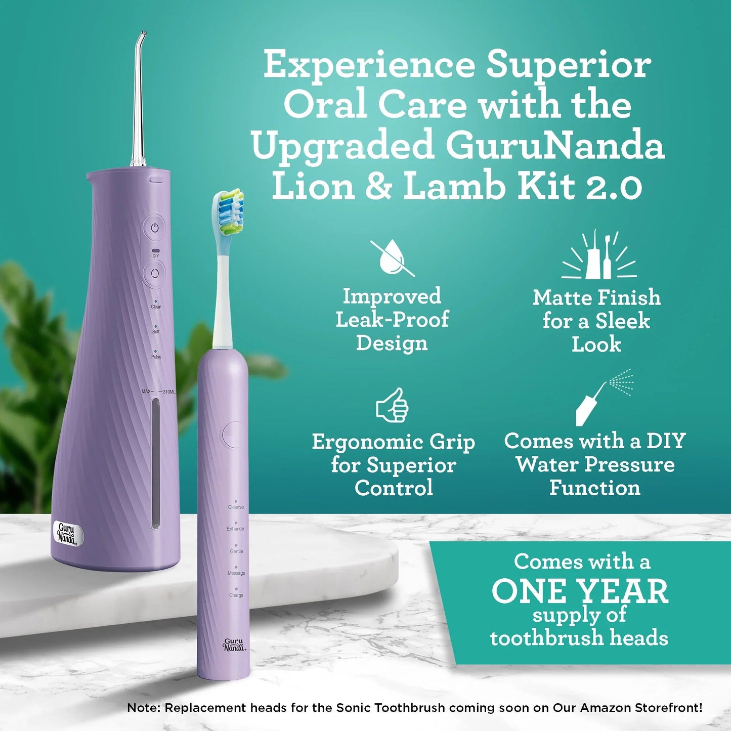 Lion & Lamb 2.0 Portable Sonic Toothbrush & Water Flosser - Lavender