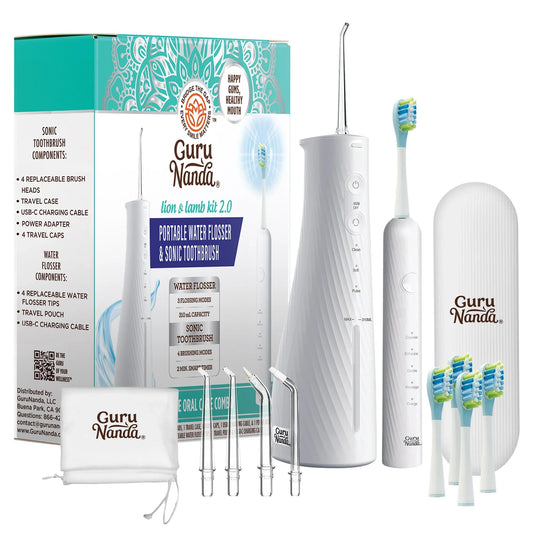 Lion & Lamb 2.0 Portable Sonic Toothbrush & Water Flosser - White
