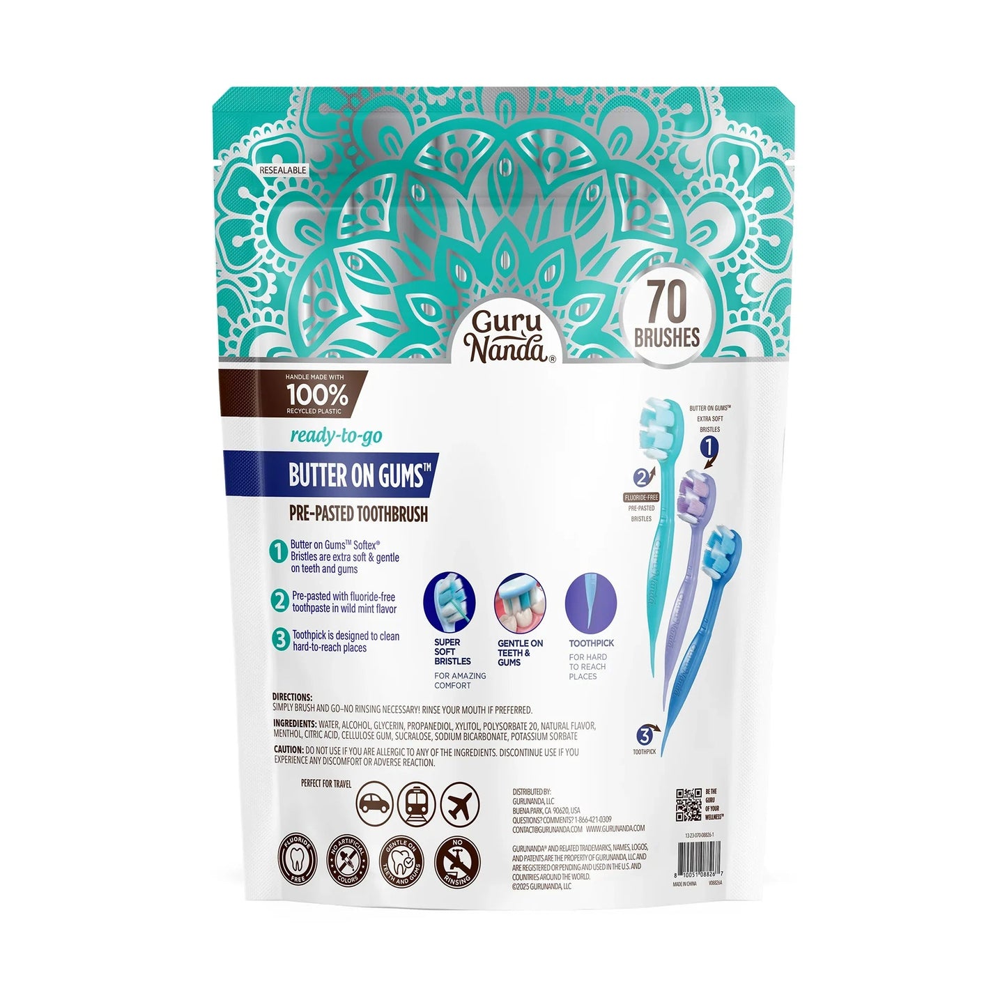 Ready-to-Go Butter on Gums Pre-Pasted Toothbrushes - 70 Count