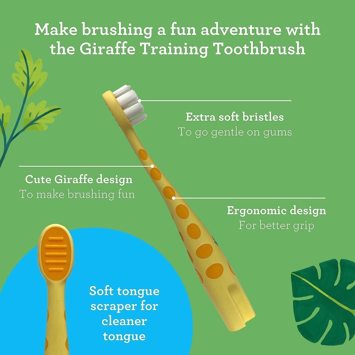 Kids Butter on Gums Giraffe Training Toothbrush with Cover (1-Pack)