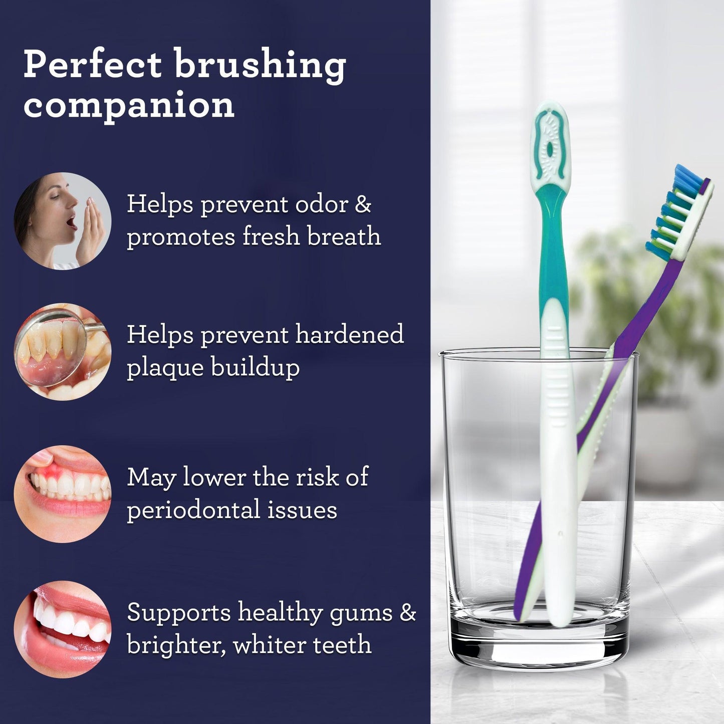 Multi-Action Toothbrush with Tongue Cleaner - Pack of 8